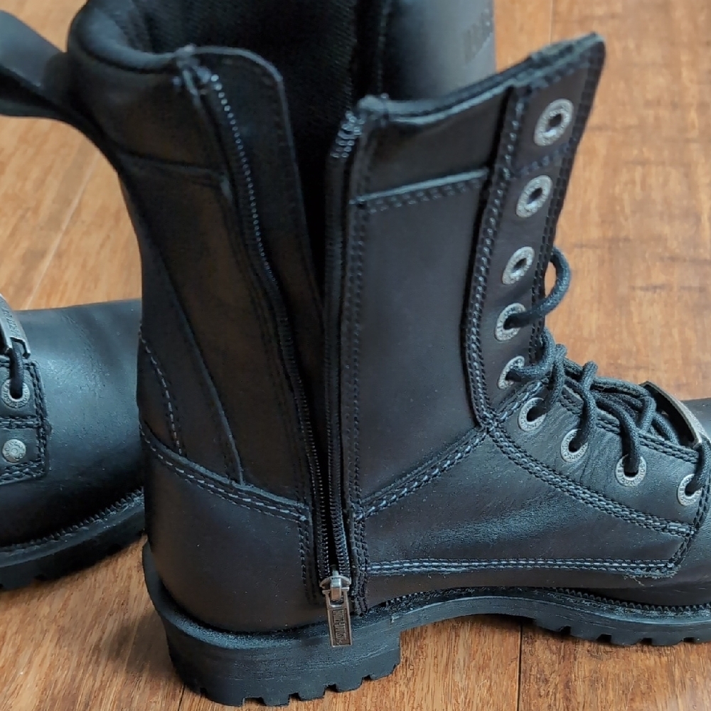 Harley-Davidson Black Leather Combat Boots - Picture 7 of 10